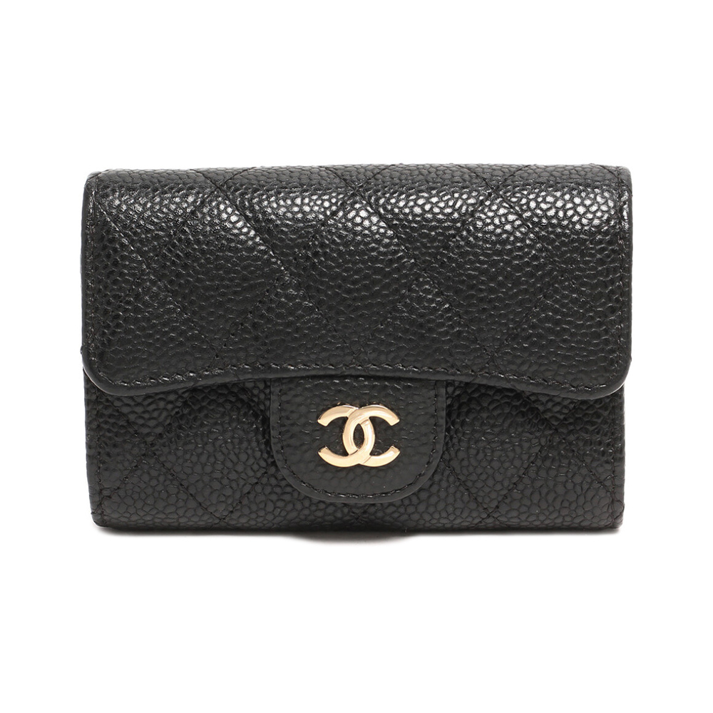Chanel 4 Key Case Caviar Skin Matelasse Black